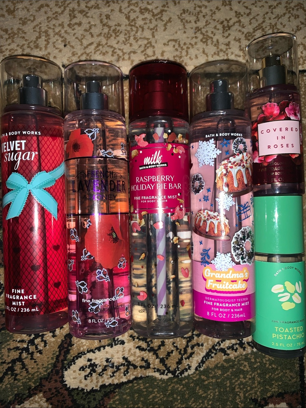 Bath & Body Works perfume mist LOT Velvet,lavender,raspberry,rose,pistachio